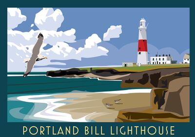 Portland Bill Lighthouse Mounted Print