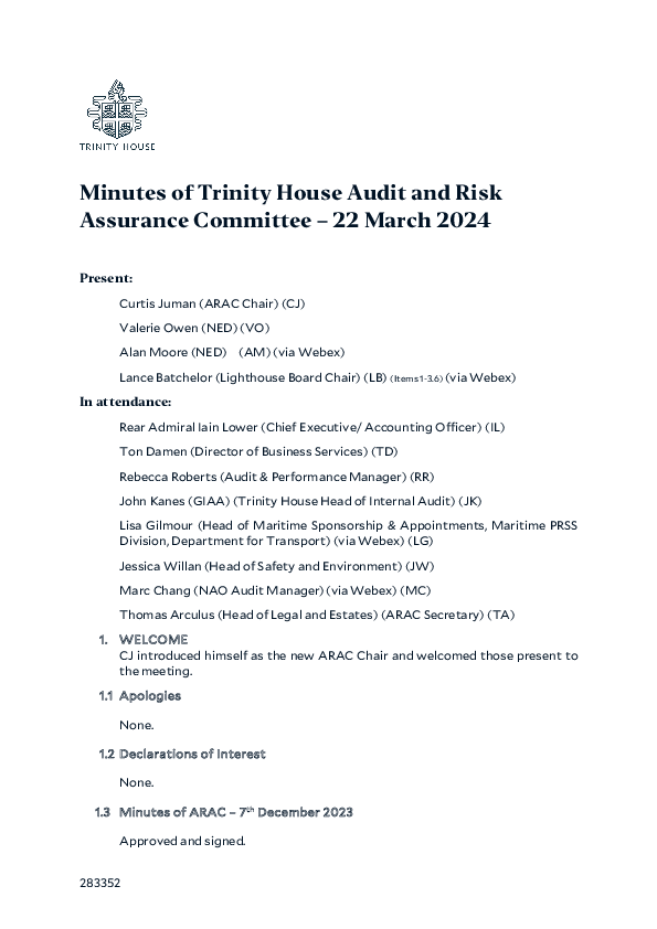 Minutes of ARAC 22 March 2024