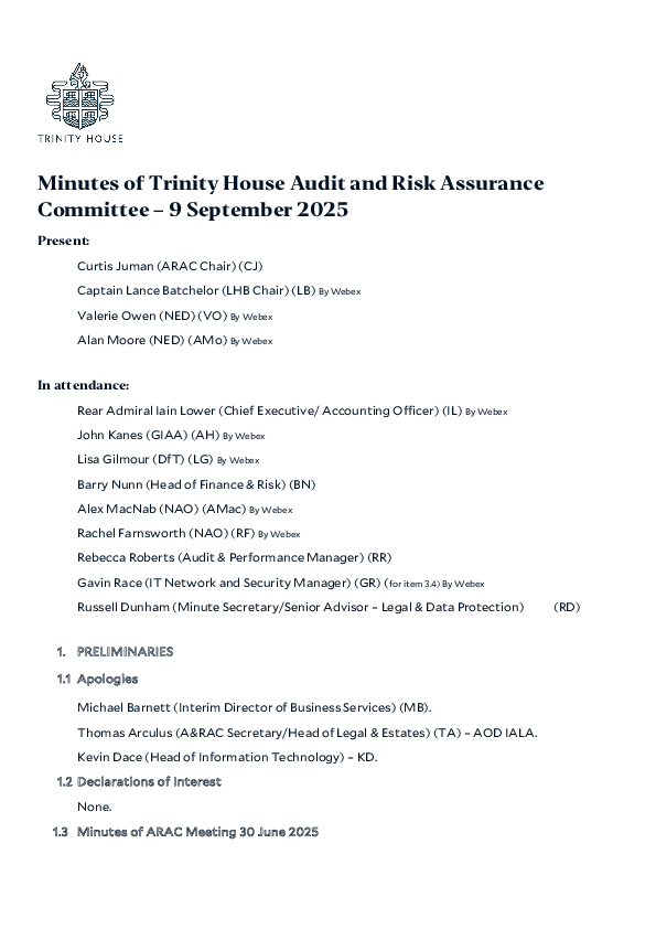 Minutes of ARAC 9 September 2025